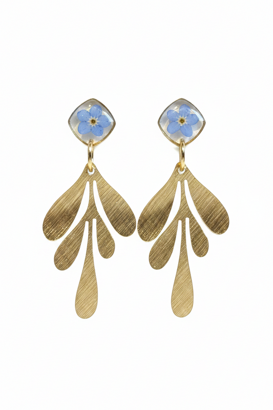 Blue Blossom Gold Earrings