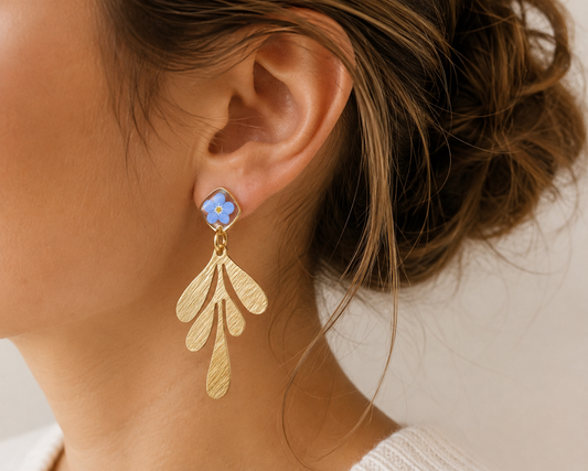 Blue Blossom Gold Earrings